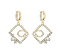 Pendiendo forma geométrica Zirconia cúbica y elegantes pendientes de caída de joyas Damas Accesorios de joyas de joyas Pendientes para mujeres