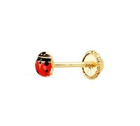 Pendiente 1 unidad Oro 18k niña 3.5 forma mariquita esmaltada color