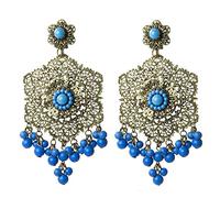 Pendiente Calado roseta con bolas (Turquesa)