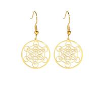 Pendiente colgante de cubo Metatron para mujer amuleto de acero inoxidable geometría sagrada pendientes colgantes joyería espiritual 2025
