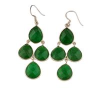 Pendiente colgante de jade verde natural de 3,5 x 2 mm | Fabricado en plata de ley 925, bañado en plata | Piedra en forma de pera, estilo minimalista facetado, para mujeres y niñas | LK_RDG_00211