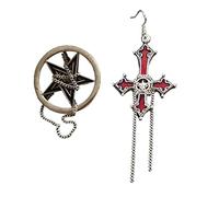 Pendiente con colgante de cruz invertida y de calavera sangrienta, gótico Vintage, colgante de joyería del, cadena larga, pendientes colgantes para hombres y mujeres