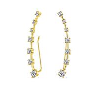 Pendiente De Alfiler De Oreja Para Cartílago Con Alambre Curvado CZ Con Circonita Cúbica Para Mujeres Adolescentes En Baño De Oro Amarillo De Plata Esterlina .925