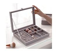 Pendiente de anillo de vidrio de terciopelo Pantalla de pantalla Organizador caja de bandeja de bandeja Estuche de almacenamiento(11)