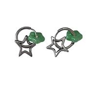 Pendiente de aro de estrella de Jade de imitación hecho a mano, pendientes simples con pasador, colgante único, joyería de Hip Hop, aro de estrella para mujer