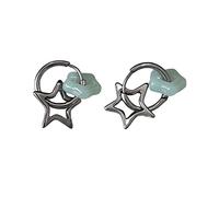 Pendiente de aro de estrella de Jade de imitación hecho a mano, pendientes simples con pasador, colgante único, joyería de Hip Hop, aro de estrella para mujer