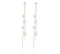 Pendiente de gota con flor larga con borla, diamantes de imitación de oro, circonitas, pendientes para mujer, joyas para fiestas de moda, regalo para niñasDeft ha sido elaborado