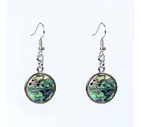 Pendiente de gota de concha natural Simple con grietas de hielo redondas para mujer y niña con conchas de abulón de Metal pendientes colgantes joyería,01
