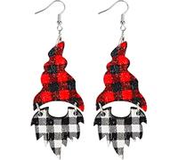 Pendiente de Navidad de madera hecho a mano Ginger Man House Gnome Wood colgante el pendiente de gota Holiday Snowman Christmas Hat Statement Pendiente para las mujeres Girl JewelryHermoso diseño