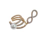 Pendiente de oreja de aleación Etoilier con perla artificial, sin perforación, con colgante de infinito dorado, ideal para uso diario, de noche y festivos. nuevo