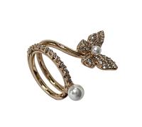 Pendiente de oreja Etoilier de aleación con circonita cúbica, sin perforación, elegante diseño de mariposa dorada, joya de moda para uso diario y de noche nuevo
