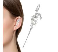 Pendiente de perforación de aguja, gancho para oreja de luna - Pendiente de aleación de estrella y luna con piedras preciosas | Pin de oreja de joyería para mujer de estilo asimétrico creativo para ni