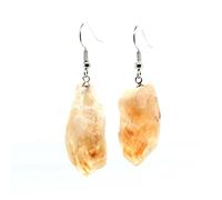 Pendiente de piedra Irrgular Natural, pendientes de piedra con gancho colgante de gota de cuarzo de cristal citrino amarillo para mujer, joyería de fiesta