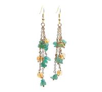 Pendiente De Piedra Preciosa De Cristal Natural, Aventurina Verde, Piedra Pulida con Cuentas, Borla Larga, Pendiente Colgante con Gancho, Joyería De Verano Moderna Y Bonita para Mujeres Y Niñas.