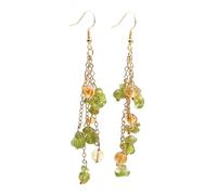 Pendiente De Piedra Preciosa De Cristal Natural, Peridoto, Piedra Pulida con Cuentas, Borla Larga, Pendiente Colgante con Gancho, Joyería De Verano Moderna Y Bonita para Mujeres Y Niñas.