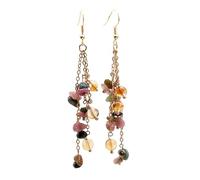 Pendiente De Piedra Preciosa De Cristal Natural, Turmalina, Piedra Pulida con Cuentas, Borla Larga, Pendiente Colgante con Gancho, Joyería De Verano Moderna Y Bonita para Mujeres Y Niñas.