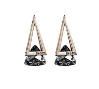 Pendiente de plata de ley 925 con corte de aguja, gema plateada, pendiente de perno prisionero, mujeres, niñas, regalo hipoalergénico de joyería-black-Onesize