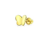 Pendiente De Tornillo De Oro Amarillo De 14K Genuino Para Mujeres Adolescentes Y Novias Con Un Pequeño Y Minimalista Diseño De Mariposa Afortunada Para El Cartílago De La Oreja