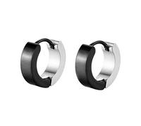 Pendiente para mujer, boda, pendientes negros para mujer, acero inoxidable, círculo, bicolor, 9 x 4 mm, para joyería de Año Nuevo, Cercle bicolore en acier inoxydable, Acero inoxidable, Sin piedra