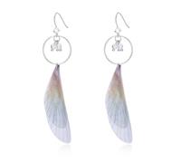 Pendiente para mujer, pendiente Boheme estilo 1 plata esterlina S925 zirconia cúbica alas 70 x 15 mm para San Valentín joyería, Ailes rondes en argent sterling 925, Plata de ley, Circonia cúbica