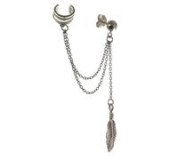 Pendiente Trepador Plata Ley 925m mujer cadena 3.5cm. doble 4cm. detalle pluma 2cm.