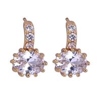 Pendiente vintage, pendiente de tuerca de circonio, oro cúbico ovalado de 8 mm, 8 mm, 8 mm, para mujer, boda, joyas, Zircone cubique ovale de 8 mm de forme ovale, Cobre, Circonita cúbica