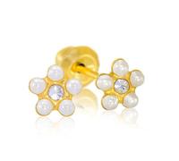 Pendientes 24K 931C flor perla blanca símil 5 mm - 2 unidades - Inverness