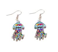 Pendientes acrílicos de medusa, azul océano brillante, para mujeres y niñas, regalos de joyería