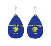 Pendientes acrílicos en forma de gota, bonitos aretes colgantes de lágrima con estampado de bandera del estado de Oregón, ligeros, talla única, Acrílico, Sin piedra preciosa