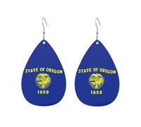 Pendientes acrílicos en forma de gota, bonitos aretes colgantes de lágrima con estampado de bandera del estado de Oregón, ligeros, talla única, Acrílico, Sin piedra preciosa