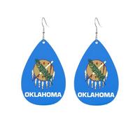 Pendientes acrílicos en forma de gota, bonitos aretes colgantes de lágrima con estampado de bandera del estado de Oklahoma, ligeros, modernos, talla única, Acrílico, Sin piedra preciosa