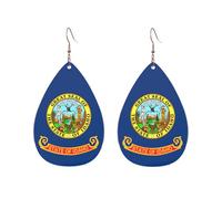 Pendientes acrílicos en forma de gota, bonitos aretes colgantes de lágrima con estampado de bandera del estado de Idaho, ligeros, talla única, Acrílico, Sin piedra preciosa