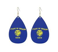 Pendientes acrílicos en forma de gota, bonitos aretes colgantes de lágrima con estampado de bandera del estado de Oregón, ligeros, talla única, Acrílico, Sin piedra preciosa