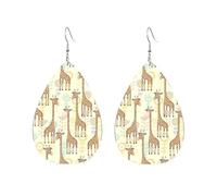 Pendientes acrílicos en forma de gota, bonitos dibujos a mano, diseño de jirafas, ligeros, a la moda, aretes colgantes de lágrima, One Size, Acrílico, Sin piedra preciosa
