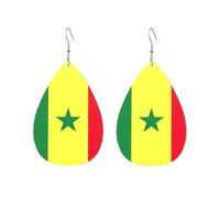 Pendientes acrílicos en forma de gota, bonitos diseños de bandera de Senegal, ligeros, a la moda, pendientes colgantes en forma de lágrima, talla única, Acrílico, Sin piedra preciosa