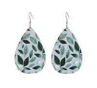 Pendientes acrílicos en forma de gota, bonitos diseños de hojas de color gris menta, ligeros, a la moda, pendientes colgantes de lágrima, One Size, Acrílico, Sin piedra preciosa