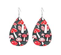 Pendientes acrílicos en forma de gota, bonitos diseños de hongos rojos y blancos, ligeros, a la moda, pendientes colgantes de lágrima, One Size, Acrílico, Sin piedra preciosa