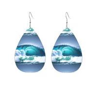 Pendientes acrílicos en forma de gota, bonitos diseños de olas del océano, ligeros, a la moda, pendientes colgantes de lágrima, One Size, Acrílico, Sin piedra preciosa