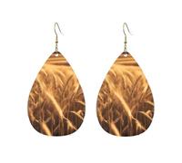 Pendientes acrílicos en forma de gota, bonitos estampados de campo de trigo, ligeros, a la moda, aretes colgantes de lágrima, talla única, Acrílico, Sin piedra preciosa