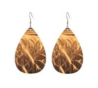 Pendientes acrílicos en forma de gota, bonitos estampados de campo de trigo, ligeros, a la moda, aretes colgantes de lágrima, talla única, Acrílico, Sin piedra preciosa
