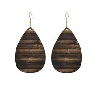 Pendientes acrílicos en forma de gota, bonitos estampados de madera marrón, ligeros, modernos, pendientes colgantes de lágrima, talla única, Acrílico, Sin piedra preciosa