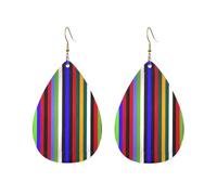 Pendientes acrílicos en forma de gota, bonitos estampados de rayas de colores, ligeros, a la moda, aretes colgantes de lágrima, One Size, Acrílico, Sin piedra preciosa