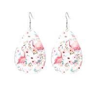 Pendientes acrílicos en forma de gota, bonitos florales con estampado de flamencos, ligeros, a la moda, aretes colgantes de lágrima, talla única, Acrílico, Sin piedra preciosa