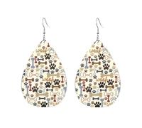 Pendientes acrílicos en forma de gota, bonitos huesos de perro, con estampado de patas, ligeros, a la moda, aretes colgantes en forma de lágrima, One Size, Acrílico, Sin piedra preciosa