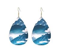 Pendientes acrílicos en forma de gota, bonitos paisajes con estampado de montañas, ligeros, a la moda, aretes colgantes de lágrima, talla única, Acrílico, Sin piedra preciosa