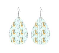 Pendientes acrílicos en forma de gota, bonitos y bonitos estampados de flores de jirafa, ligeros, a la moda, aretes colgantes de lágrima, talla única, Acrílico, Sin piedra preciosa