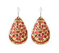 Pendientes acrílicos en forma de gota, bonitos y grandes con estampado de pizza, ligeros, a la moda, aretes colgantes en forma de lágr, talla única, Acrílico, Sin piedra preciosa