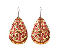 Pendientes acrílicos en forma de gota, bonitos y grandes con estampado de pizza, ligeros, a la moda, aretes colgantes en forma de lágr, talla única, Acrílico, Sin piedra preciosa