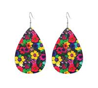 Pendientes acrílicos en forma de gota, diseño de flores de arco iris, ligeros, a la moda, aretes colgantes de lágrima, One Size, Acrílico, Sin piedra preciosa