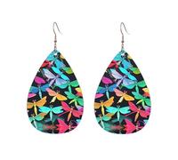 Pendientes acrílicos en forma de gota lindas libélulas lindas impresión ligero fashionTeardrop pendientes colgantes, One Size, Acrílico, Sin piedra preciosa